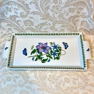SIGNED Portmeirion Botanic Garden Clematis Florida Sandwich Platter with Handles